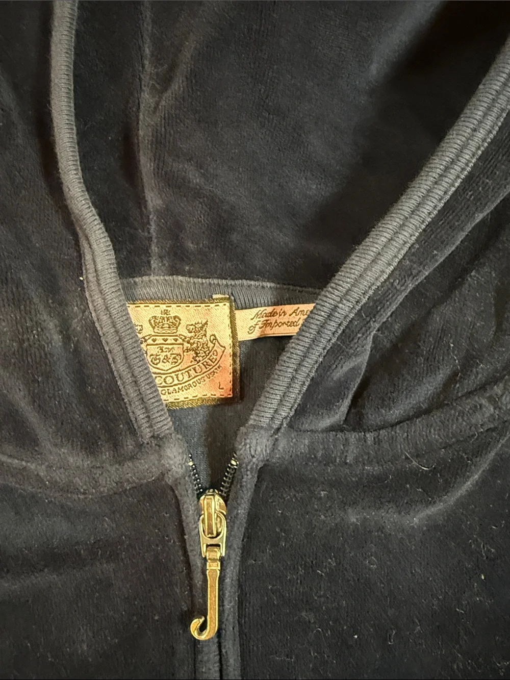 Juicy Couture Navy Blue Velour Hooded Zip Jacket with silver J pull! - Picture 2 of 4